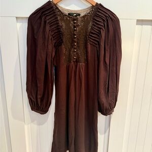 BCBG Maxazria Brown Long Sleeve Dress with Button Detail size Small